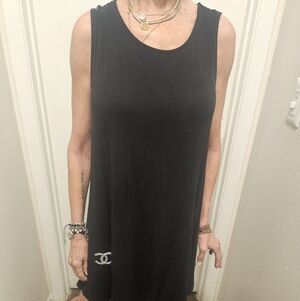 Black Sleeveless Dress with CC Logo Detail